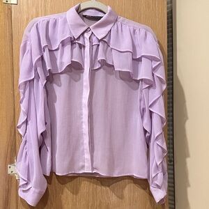 Zara Light Purple Ruffle Blouse
